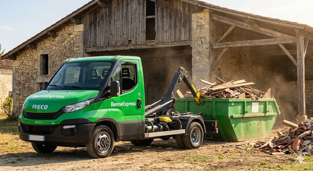 Location de benne à Saint-Médard-en-Jalles : Évacuation d'une vieille grange simplifiée - Illustration